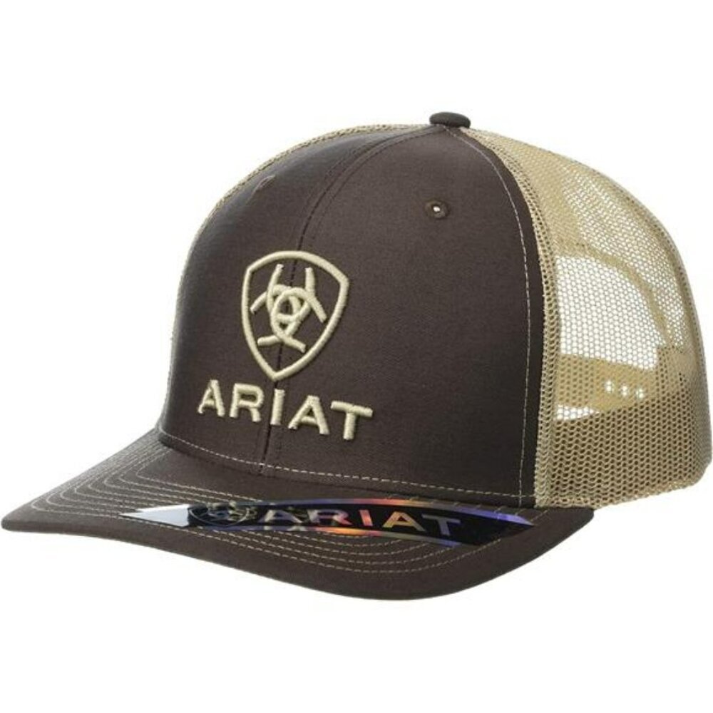 Mens Brown Tan Mesh Trucker Hat Snapback Adjustable Baseball Cap
